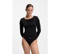 Longsleeve BOSS "Pure", Damen, Gr. XL, schwarz 001, Jersey, Obermaterial: 57% Polyacryl, 34% Modal, 5% Elasthan, 4% Wolle, normal, Rundhals, Shirts Longsleeve, normale Passform, Rundhalsausschnitt (26