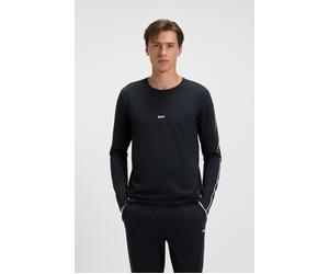Longsleeve BOSS "Unique", Herren, Gr. S, dunkelblau 403, Jersey, Obermaterial: 95% Baumwolle, 5% Elasthan, unifarben, regular fit, Rundhals, Shirts, bequemes Langarmshirt mit Kontrastnaht am Ärmel (57