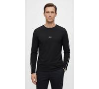 Longsleeve BOSS "Unique", Herren, Gr. XXL, schwarz 001, Jersey, Obermaterial: 95% Baumwolle, 5% Elasthan, regular fit, Rundhals, Shirts Longsleeve, bequemes Langarmshirt mit Kontrastnaht am Ärmel (142