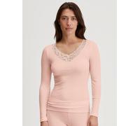 Longsleeve CALIDA "Silky Wool Joy", Damen, Gr. M (44/46), pearl blush, Obermaterial: 70% Schurwolle, 30% Seide, figurbetont, V-Ausschnitt, Shirts, zarte Spitzen-Details, wärmend, weich, leichter Glanz