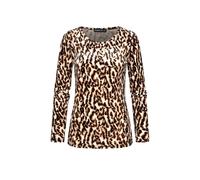Longsleeve CLOUD 5IVE "CLOUD 5IVE Langarm Samt Shirt Longsleeve mit Leo Print", Damen, Gr. XS, braun (beige), 95% Polyester, 5% Elasthan, normal, Rundhals, Shirts (91929316-XS) beige