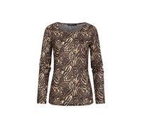 Longsleeve CLOUD 5IVE "CLOUD 5IVE Langarm Shirt Longsleeve mit Animal Print", Damen, Gr. XL, braun (schwarz, beige), 95% Polyester, 5% Elasthan, normal, Balconnet, Shirts (64620047-XL) schwarz, beige