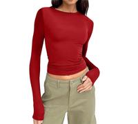 Longsleeve Damen Eng Top Y2K Basic Langarmshirt Damen Oberteil Damen Schwarz Y2K Top Summer Tops Aesthetic Basic Tshirt Damen Rundhals Shirt Eng Slim Fit Y2K Top