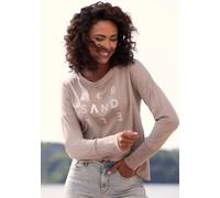 Longsleeve ELBSAND "Ingiara", Damen, Gr. S (36), beige (taupe meliert), Jersey, Obermaterial: 50% Baumwolle, 50% Polyester, meliert, figurumspielend hüftlang, Rundhals, Rippbündchen, Shirts, mit Logod
