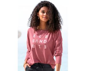 Longsleeve ELBSAND "Ingrun", Damen, Gr. XXL (44), lila (mauve meliert), Jersey, Obermaterial: 50% Baumwolle, 50% Polyester, unifarben, figurumspielend hüftlang, Rundhals, Rippbündchen, Shirts, mit Log