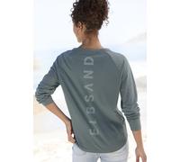 Longsleeve ELBSAND "Tinna", Damen, Gr. XXL (44), blau (petrol), Jersey, Obermaterial: 50% Baumwolle, 50% Polyester, unifarben, figurumspielend hüftlang, Rundhals, Shirts, mit Logodruck hinten, Langarm