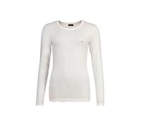 EMPORIO ARMANI Damen Langarmshirt, Rundhals - ESSENTIAL STUDS, Viskose Stretch Weiß S