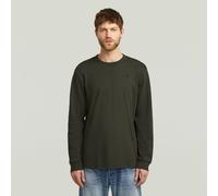 Longsleeve G-STAR "Nifous R", Herren, Gr. M, grün (asfalt), Jersey, Obermaterial: 100% Baumwolle, unifarben, regular fit, Rundhals, Rippbündchen, Shirts, mit geripptem Einsatz vorne (54867451-M) asfal
