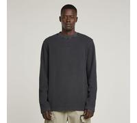 Longsleeve G-STAR "Overdyed Tweeter", Damen, Gr. S, schwarz (dk schwarz gd), Piqué, Obermaterial: 100% Baumwolle, overdyed, relaxed fit, Rundhals, abgesteppte Kante, Shirts Longsleeve, aus Piqué-Stric