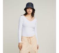 Longsleeve G-STAR "Slim Rib", Damen, Gr. XL, weiß, Single Jersey, Obermaterial: 94% Baumwolle, 6% Elasthan, unifarben, slim fit, V-Ausschnitt, Raglanärmel, Shirts Longsleeve, mit Stretchanteil (467631
