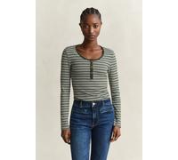 Longsleeve GANT, Damen, Gr. M, grün (mossy grün), Jersey, Obermaterial: 95% Viskose, 5% Elasthan, slim fit normal, Rundhals, Shirts (91253136-M) mossy grün