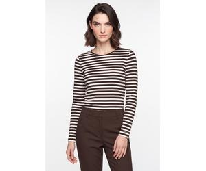 Longsleeve GANT "SLIM STRIPED", Damen, Gr. 3XL, deep braun, Jersey, Obermaterial: 58% Baumwolle, 39% Modal, 3% Elasthan, geringelt, slim fit normal, Rundhals, Shirts (43064150-XXXL) deep braun