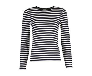 Longsleeve GANT "SLIM STRIPED", Damen, Gr. L, evening blau, Jersey, Obermaterial: 58% Baumwolle, 39% Modal, 3% Elasthan, geringelt, slim fit normal, Rundhals, Shirts (12646535-L) evening blau