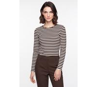Longsleeve GANT "SLIM STRIPED", Damen, Gr. M, deep braun, Jersey, Obermaterial: 58% Baumwolle, 39% Modal, 3% Elasthan, geringelt, slim fit normal, Rundhals, Shirts (43064150-M) deep braun