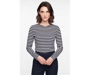 Longsleeve GANT "SLIM STRIPED", Damen, Gr. M, evening blau, Jersey, Obermaterial: 58% Baumwolle, 39% Modal, 3% Elasthan, geringelt, slim fit normal, Rundhals, Shirts (12646535-M) evening blau
