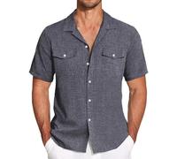 Longsleeve Herren Weiss Piratenhemd Herren Slim fit Shirt Herren Herren Sommer Shirt Hemd ohne Kragen Hemd Kurzarm Business Outfit Herren Hemden extra Langer arm Hemden Regular fit