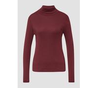 Rollkragenshirt S.OLIVER, Damen, Gr. 36, dunkelrot, Rippware, Obermaterial: 100% Baumwolle, unifarben, casual, normal, Rundhals, Langarm abgesteppte Kante, Shirts, im Slim Fit, Langarm (42078015-36) d