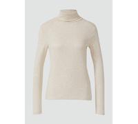 Rollkragenshirt S.OLIVER, Damen, Gr. 38, light beige melange, Web, Obermaterial: 100% Baumwolle, meliert, regular fit normal, ohne Ausschnitt, gerader Abschluss, Shirts, mit Rollkragen (41234638-38) l