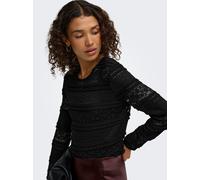 Longsleeve JDY "JDYSARAH L/S LACE TOP JRS NOOS", Damen, Gr. S, schwarz, Jersey, Obermaterial: 97% Polyester, 3% Elasthan, unifarben, normal normal, Rundhals, Shirts, Kunstfaser, normal geschnitten (15