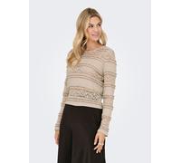 Longsleeve JDY "JDYSARAH L/S LACE TOP JRS NOOS", Damen, Gr. XL, beige (humus), Jersey, Obermaterial: 97% Polyester, 3% Elasthan, unifarben, normal normal, Rundhals, Shirts, Kunstfaser, normal geschnit