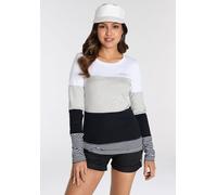 Longsleeve KANGAROOS, Damen, Gr. 32/34, schwarz-weiß (grau, schwarz, weiß), Rippware, Obermaterial: 100% Baumwolle. Einsatz: 95% Baumwolle, 5% Viskose, bedruckt, colorblocking, gestreift, kontrastfarb