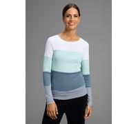 Longsleeve KANGAROOS, Damen, Gr. 36/38, blau (weiß, hellblau, rauchblau), Rippware, Obermaterial: 100% Baumwolle. Obermaterial Melange: 60% Baumwolle, 40% Polyester. Einsatz: 80% Baumwolle, 20% Polyes