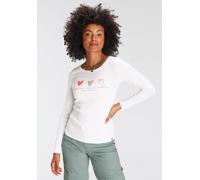 Longsleeve KANGAROOS, Damen, Gr. 36/38, weiß, Rippware, Obermaterial: 100% Baumwolle, bedruckt, unifarben mit Farbeinsatz, sehr figurbetont hüftbedeckend, Rundhals, Shirts, Langarm, sehr figurbetont u