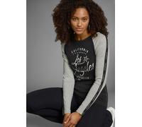 Longsleeve KANGAROOS, Damen, Gr. 40/42, grau (schwarz, grau, meliert), Rippware, Obermaterial: 100% Baumwolle. Ärmel: 95% Baumwolle, 5% Viskose, bedruckt, meliert, metallic, unifarben, sehr figurbeton