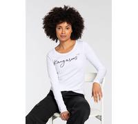 Longsleeve KANGAROOS, Damen, Gr. 44/46, weiß, Rippware, Obermaterial: 100% Baumwolle, bedruckt, kontrastfarbene Details, unifarben mit Farbeinsatz, sehr figurbetont hüftbedeckend, Rundhals, Shirts, La