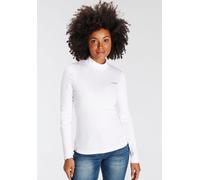 Longsleeve KANGAROOS, Damen, Gr. 44/46, weiß, Rippware, Obermaterial: 100% Baumwolle, kontrastfarbene Details, unifarben, Basic, sehr figurbetont hüftbedeckend, Shirts, Langarm, sehr figurbetont, unif