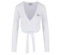 Longsleeve KARL KANI "Karl Kani Damen", Damen, Gr. L, weiß, 95% Baumwolle, 5% Elasthan, unifarben, skinny fit, V-Ausschnitt, Shirts (19121422-L) weiß