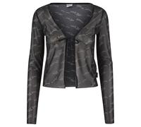 Longsleeve KARL KANI "Karl Kani Damen KW242-008-2 Chest Signature Front Tie LS", Damen, Gr. M, schwarz, 91% Polyimid, 9% Elasthan, bedruckt, normal, U-Boot-Ausschnitt, Shirts (59448932-M) schwarz