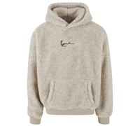 Longsleeve KARL KANI "Karl Kani Herren KM233-020-3 KK Metal Signature Teddy Os Hoodie", Damen, Gr. L, beige (sanftes weiß), 100% Polyester (Recycelt), unifarben, oversize, ohne Ausschnitt, Shirts (587
