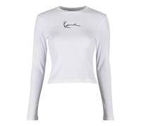 Longsleeve KARL KANI "Karl Kani Karl Kani Small Signature Short Rib LS", Damen, Gr. L, weiß, 97% Baumwolle, 3% Elasthan, bedruckt, normal, Rundhals, Shirts (92407509-L) weiß