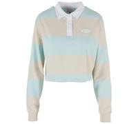 Longsleeve KARL KANI "Karl Kani Karl Kani Woven Signature Crop Striped Rugby LS", Damen, Gr. XL, light sand, lt blau, weiß, 100% Baumwolle, bedruckt, normal, amerikanischer Ausschnitt, Shirts (2987935