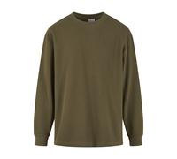 Longsleeve KARL KANI "Karl Kani Signature Boxy Waffle Longsleeve", Herren, Gr. XS, grün (olive), 100% Baumwolle, unifarben, normal, Rundhals, Shirts (75090514-XS) olive