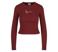 Longsleeve KARL KANI "Karl Kani Small Signature Short Rib Ls", Damen, Gr. XL, dunkelrot, 97% Baumwolle, 3% Elasthan, bedruckt, slim fit, Rundhals, Shirts (72974019-XL) dunkelrot