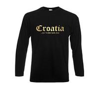 Longsleeve Kroatien Croatia Never Walk Alone Herren Langarm T-Shirt Länder Fanshirt schwarz auch große Größen Übergrößen (WMS01-35b) 3XL