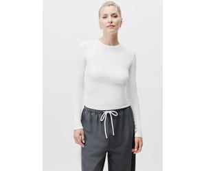 Longsleeve LEGER "Cinzia, LeGer by Lena Gercke", Damen, Gr. 36, weiß, Jersey, Obermaterial: 95% Viskose, 5% Elasthan, unifarben, slim fit, Rundhals, Shirts, Rundhals, schmale Passform (44815748-36) we