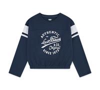 Longsleeve LEVI'S KIDS "LVG VARSITY LS TEE", Mädchen, Gr. 6 (116), blau (big dipper), Jersey, Obermaterial: 62% Polyester, 34% Viskose, 4% Elasthan, bedruckt, regular fit taillenlang, Rundhals, angese