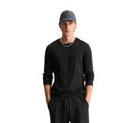 Longsleeve MARC O'POLO DENIM "regular aus geripptem Bio-Baumwoll-Jersey", Herren, Gr. L, schwarz, Jersey, Obermaterial: 95% Baumwolle, 5% Elasthan, regular fit normal, Rundhals, Shirts (84317607-L) sc