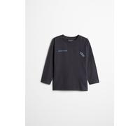 Longsleeve MARC O'POLO, Jungen, Gr. 116/122, schwarz navy, Jersey, Obermaterial: 100% Baumwolle, normal, Rundhals, Shirts, mit großem Rückenprint (97160228-116) schwarz navy
