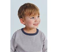 Longsleeve MARC O'POLO, Jungen, Gr. 128/134, schwarz navy, Jersey, Obermaterial: 100% Baumwolle, geringelt, normal normal, Rundhals, Shirts (32234515-128) schwarz navy