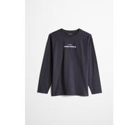Longsleeve MARC O'POLO, Jungen, Gr. 140, grau (schwarz navy), Jersey, Obermaterial: 100% Baumwolle, normal, Rundhals, Shirts, mit Rückenprint (49736962-140) schwarz navy
