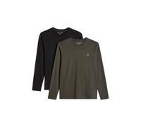 Marc O'Polo Herren Langarmshirt, 2er Pack - Longsleeve, Rundhals, Cotton, Shaped Fit Schwarz/Grau / XL XL Mehrfarbig