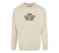 Longsleeve MERCHCODE "Merchcode 2Pac All Eyez on me Tracklist Cut On Longsleeve", Damen, Gr. S, beige (sand), 100% Baumwolle, bedruckt, oversize, Rundhals, Shirts (14700166-S) sand