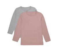 Minymo - Langarmshirt BASIC 2er-Pack in rosa/grau melange Gr.104