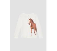 Longsleeve mit Pferde-Print und Pailletten 128/134 weiß|creme 2170284.0210.128_134