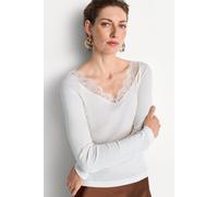 Longsleeve mit Spitze L pearl white