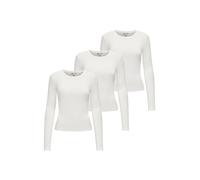Longsleeve ONLY "Longsleeve ONLRILEY O-NECK TOP 3P 3er Pack", Damen, Gr. S, weiß (ecru), Obermaterial: 96% Baumwolle CO. 4% Elasthan EL., Shirts (22805529-S) ecru